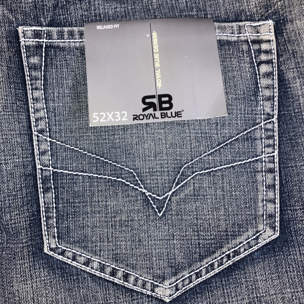 Royal Blue Brand Jeans Mens 52x32 Relaxed Fit Distressed Medium Wash NWT - Picture 11 of 16